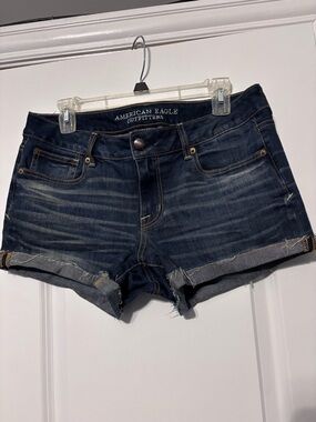 American Eagle Outfitters Dark Indigo Rolled Hem Denim Shorts Size 10